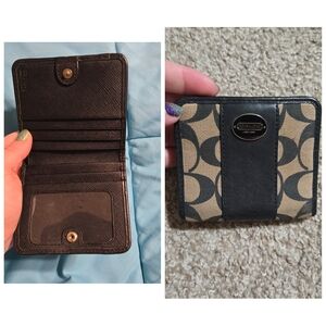 Coach Black and Cream Signature Wallet
